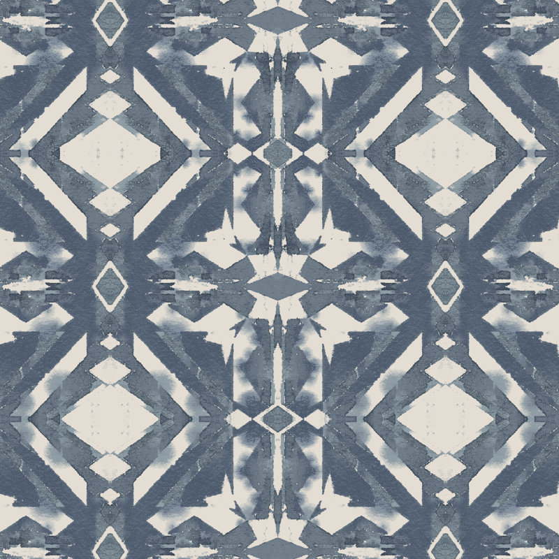 Chaise rembourrée Mendy, Ikat bleu Asha
