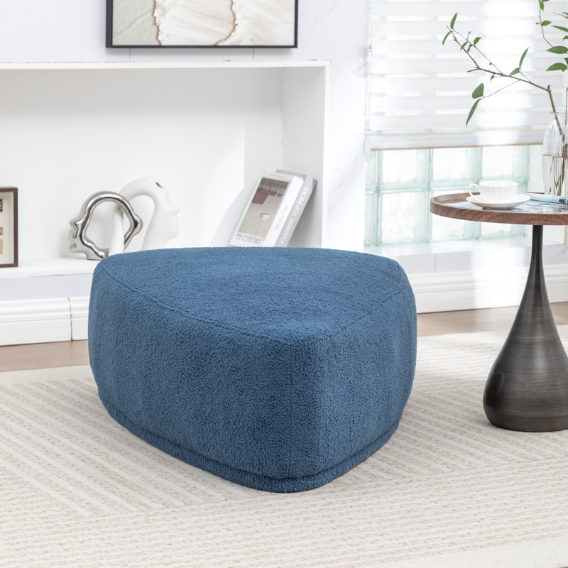 Sam Faux Fur Upholstered Ottoman, Navy