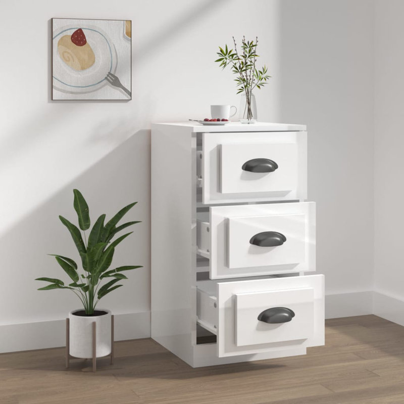 Howells 36 Cm Wide 3 Drawer Sideboard, High Gloss White