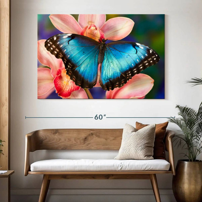 Brampt papillon sur orchidées, H 34 po x l 51 po