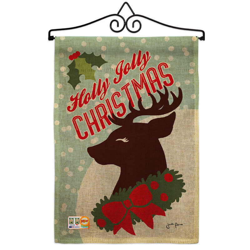 En toile jute à 2 côtés 19 po x l 13 po holly jolly drapeau de jardin