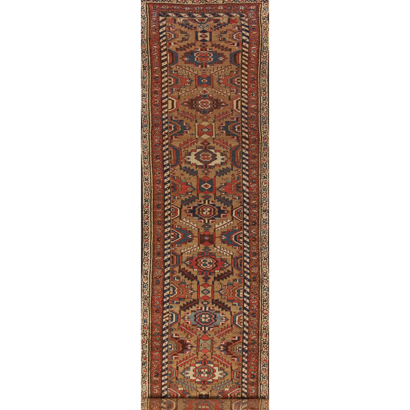 Pre-1900 Vegetable Dye  Runner Rug 3x16