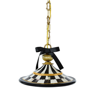 Courtly Check Flared Ceramic Pendant Lamp