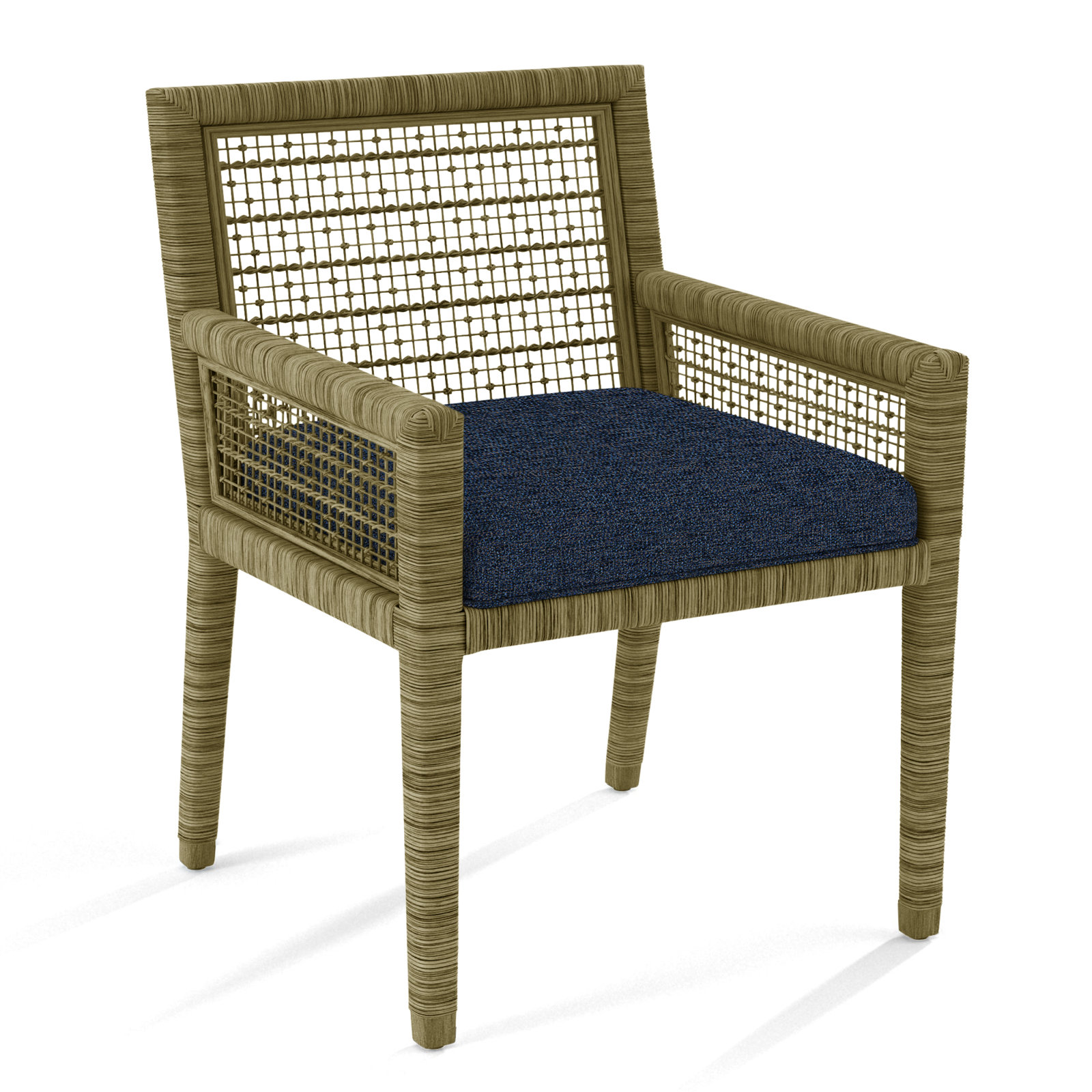 Glinda Dining Armchair, Basic Navy; 0317-61, Brass