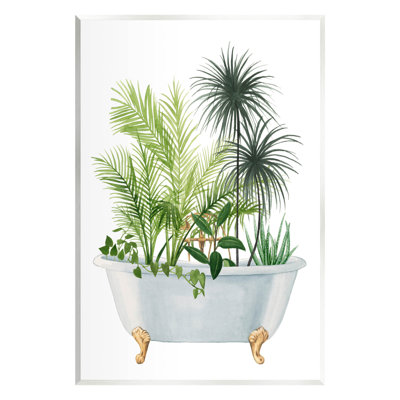 Mixed Plant Leaves Antique Bathroom Tub Wall Plaque Art by Grace Popp