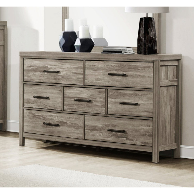 Commode de chambre de style rustique à 7 tiroirs
