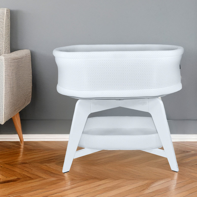 Evi Smart Bassinet, White Wood