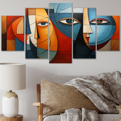 Cubism Geometric Portrait X - Cubism Metal Wall Art Set 5