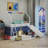 Twin Loft Bed With Slide And Curtain Set-1259651174