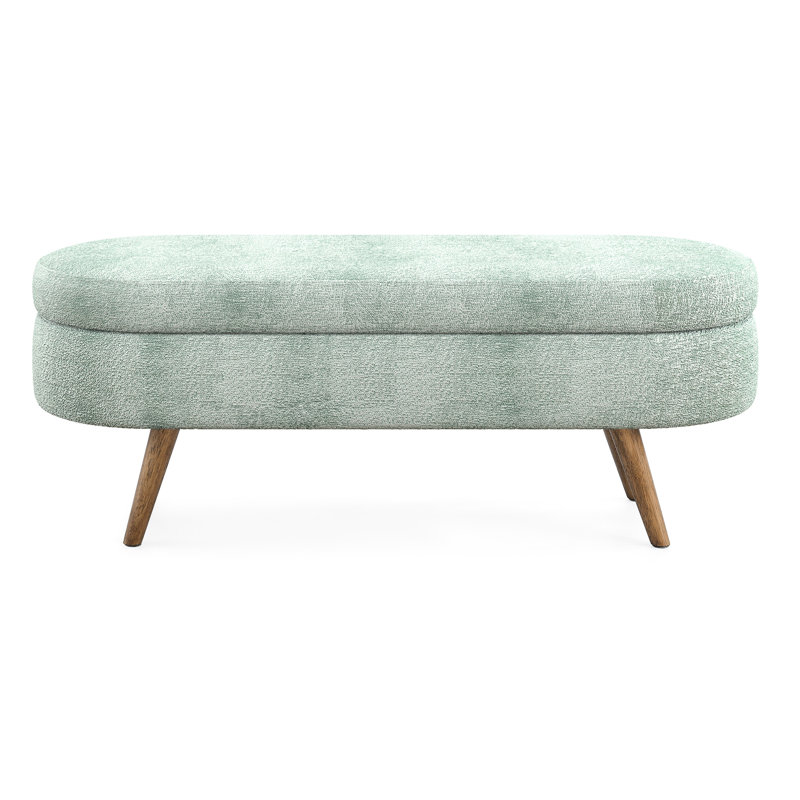 Cyan Oval Storage, Rubber Wood Legs, 43.5"X16"X16", Hand - Made, Function As Footstool Or Seat, Frame, Storage Space , Seat Usage, Benefit