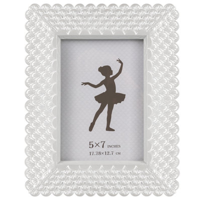 5X7 Picture Frame, Shell Resin Photo Frame With Tempered Glass For Tabletop And Wall Display
