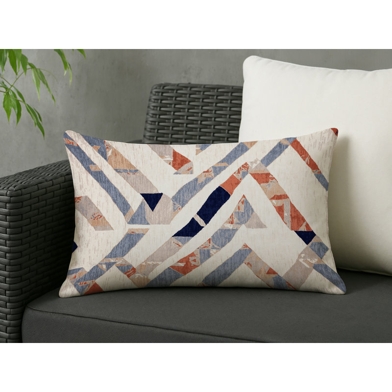 Coussin décoratif intérieur et extérieur Modern, Beige abstrait 4, Rectangle H 14 po x l 20 po