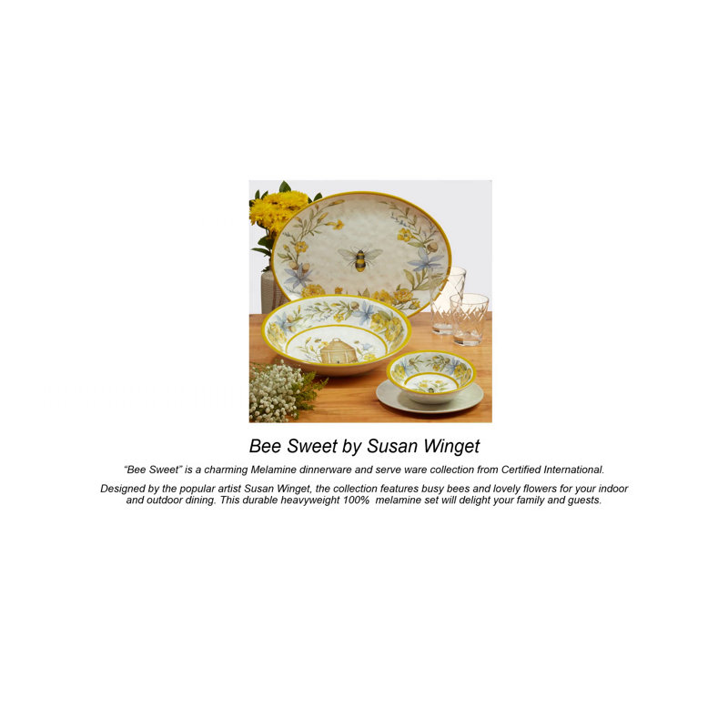 Bee Sweet Multicolor Melamine 11" Dinner Plates Set of 6