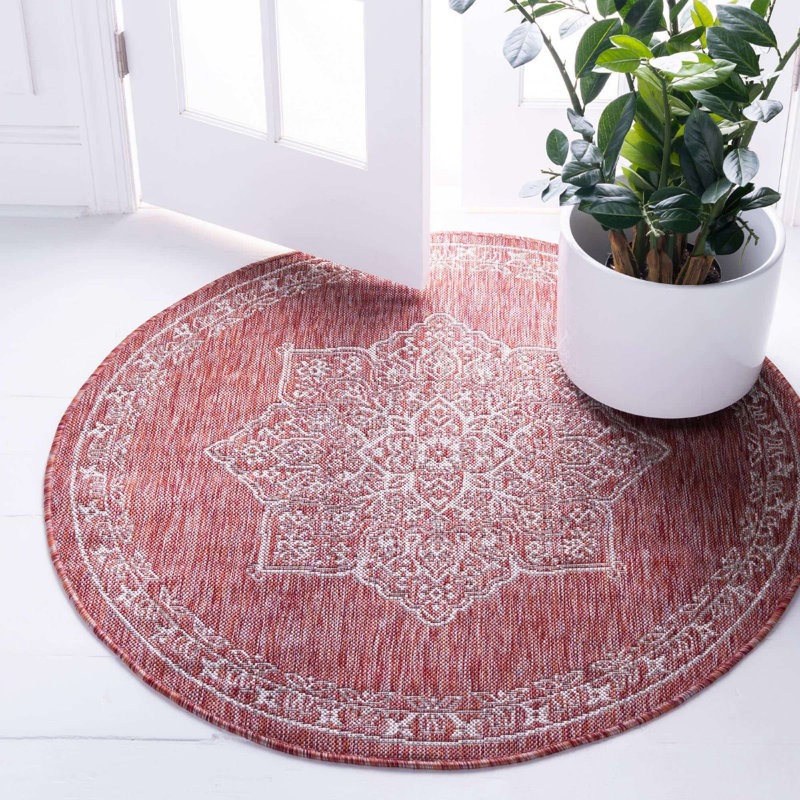 Outdoor Nile Area Rug Brandy Color, Round 4'