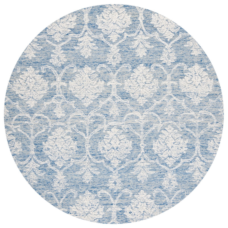 Alfret Metro Hand Tufted Indian Wool And Cotton With Latex Geometric Rug, Round 6'