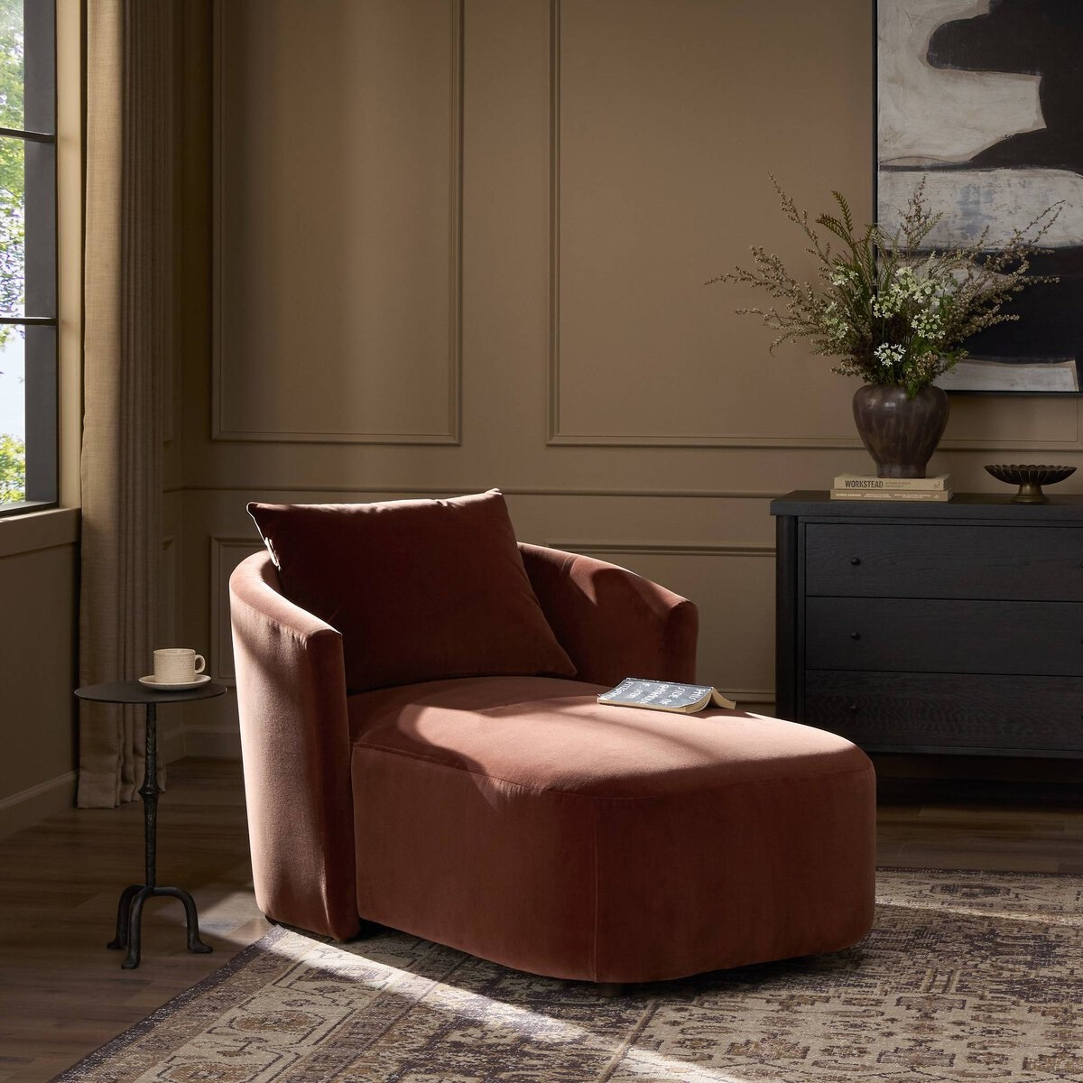 Mirage Upholstered Chaise Lounge, Surrey Auburn 76.8% Cotton/23.2% Polyester