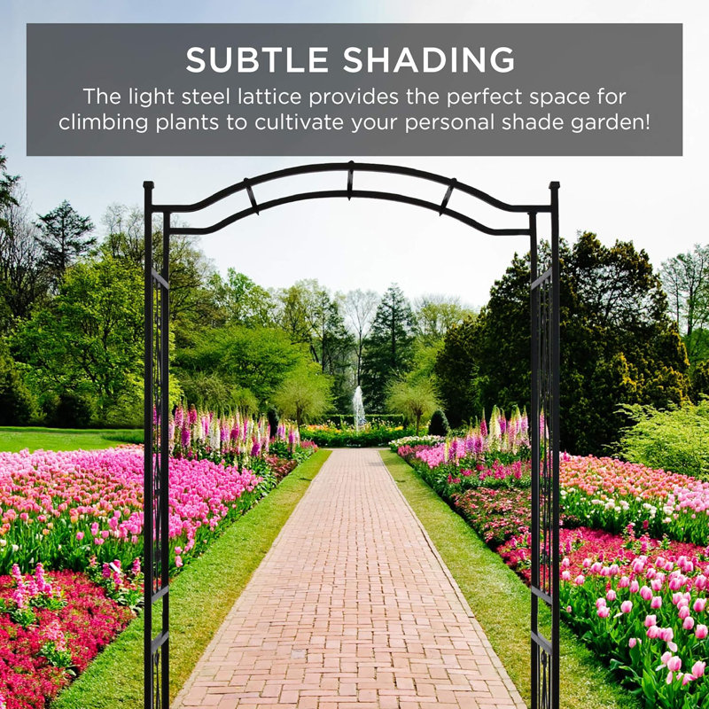 Black Metal Garden Arch Arbor Trellis for Climbing Plants