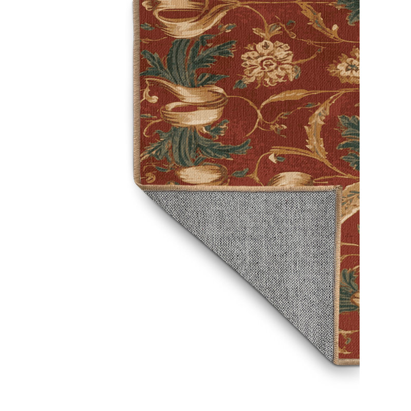 Tapis brun français lavable à la machine, Rond 5 pi