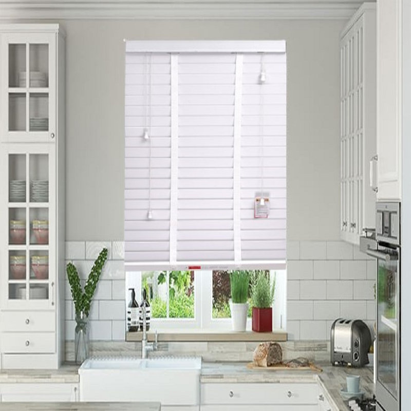 Fauxwood Tape Blind, White, 213 cm L x 150 cm W
