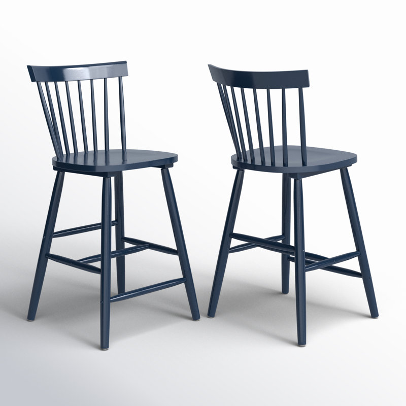 Stacee Solid Wood Counter Stool, Counter Stool (24" Seat Height), Navy