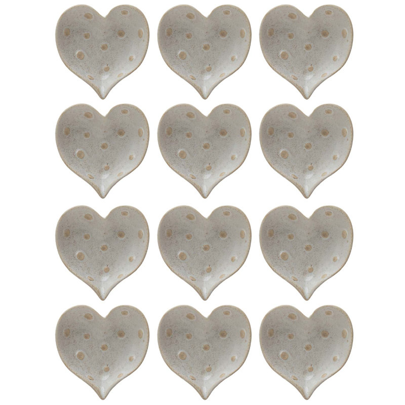 Stoneware Heart Shaped Dish With Dots
