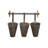 Antiqued Metal Wall Rack with 3 Hanging Cone Pots