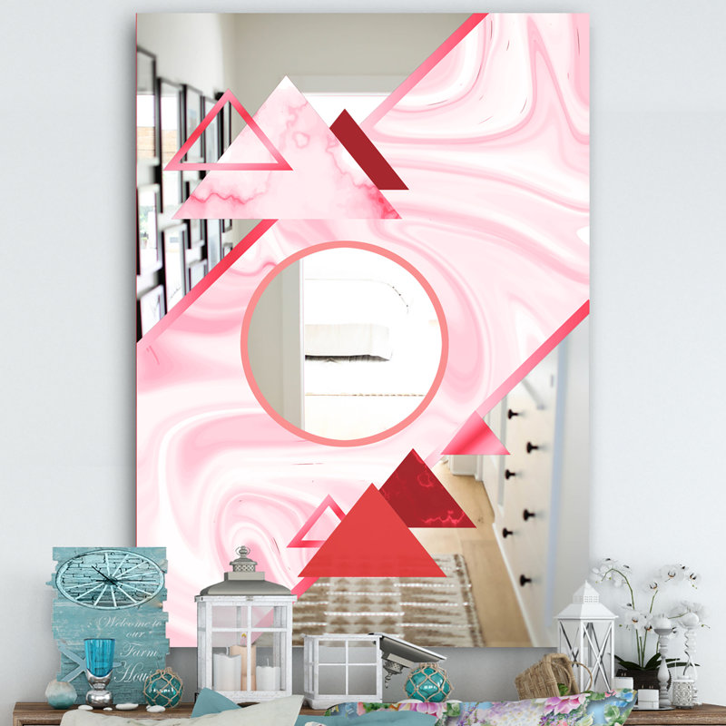 Miroir décoratif moderne et contemporain triangulaire Spacy Spheres 14, H 39,4 po x l 29,5 po