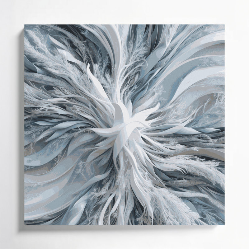 Digital Abstraction Gray Canvas Wall Art, 16" H x 16" W