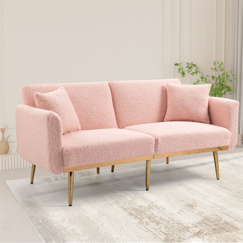 Canapé, canapé d'appoint, canapé avec pieds en métal, Doublon rose en peluche