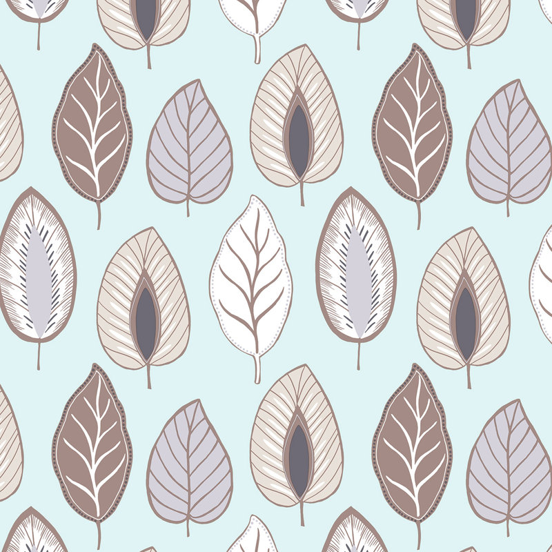 Papier peint floral, Blanc / taupe / gris anthracite