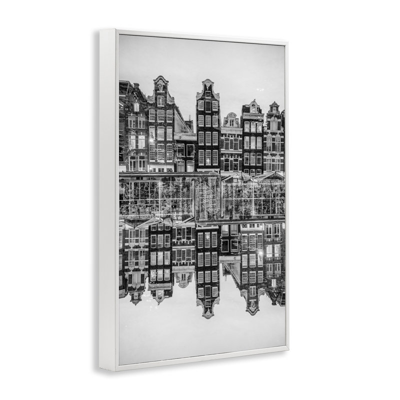 Giclée encadrée symétrique, par Robin Vandenabeele, H 24 po x l 16 po, Estampe numérique encadrée blanc bord de mer