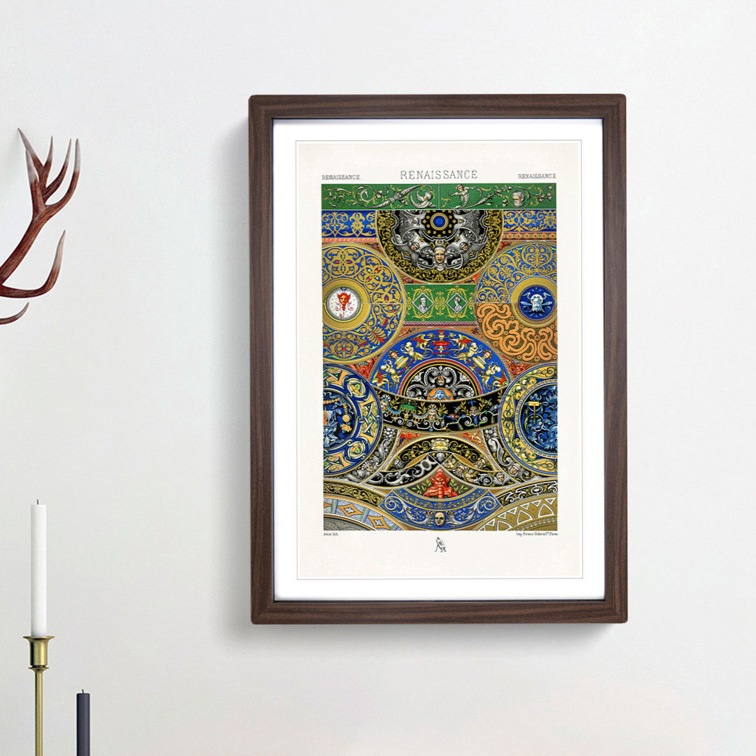 Renaissance Themed Pattern by Albert Racinet - Framed Print