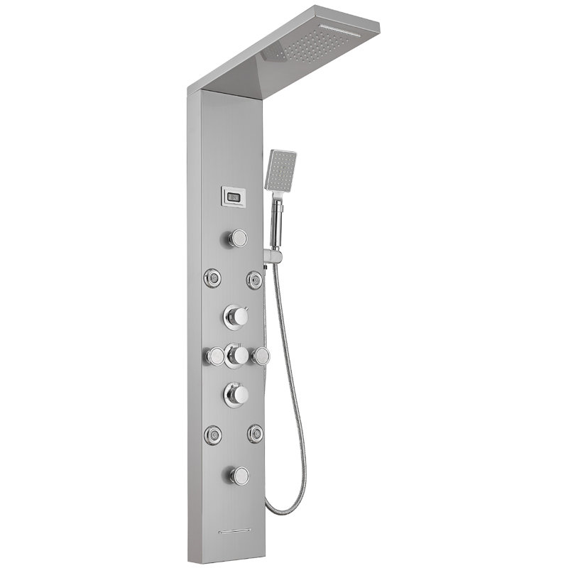 Système de douche à panneau de douche VIBRANTBATH 51,57 "avec pomme de douche réglable, Nickel chromé