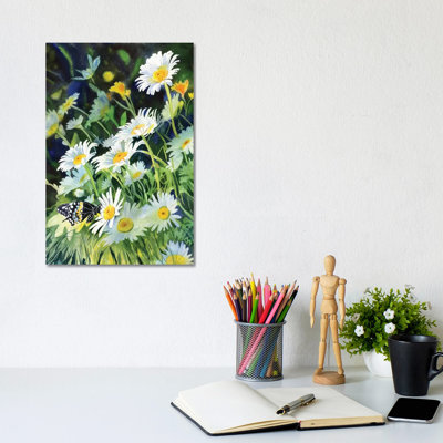 Daisy And Butterfly by Rachel Parker - Wrapped Canvas Painting