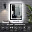 Miroir de salle de bain 24 po x 32 po à DEL noir avec cadre avant et rétroéclairé, miroir de meuble-lavabo 3 couleurs à intensité variable avec anti-buée, verre incassable et fonction mémoire