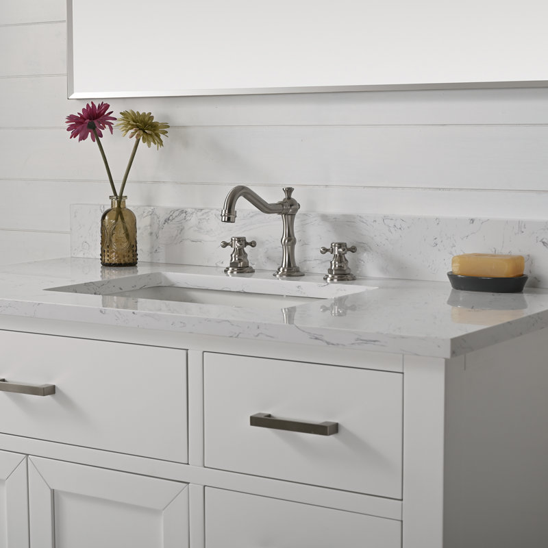 Ingalls 42'' Freestanding Single Bathroom Vanity with Engineered Stone Top, White, Soft Carrara White