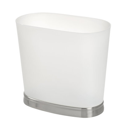 iDesign Small Oval Bathroom Trashcan - Gina Collection - Frost/Brushed Nickel