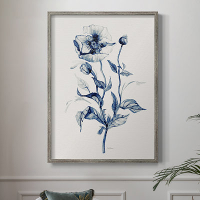 Indigo Wild Roses II Framed Print - Solid Wood 50462