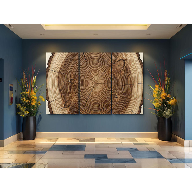 Reproduction d'art sur toile rustique en bois rustique triptyque, 20 po x 30 po chacune (3 pièces) (60 po x 30 po)