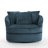 Ultra Plush Faux Rabbit Fur Oversized Swivel Barrel Chair with Three Pillows-1100356185