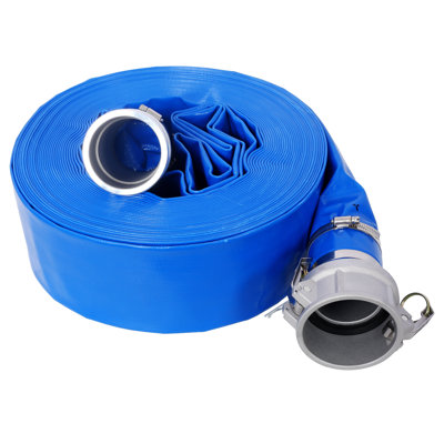 4-Inch x 100-Foot Heavy Duty Reinforced PVC Pool Backwash Hose - Blue