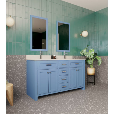 58.95'' Double Bathroom Vanity with White Quartz Top