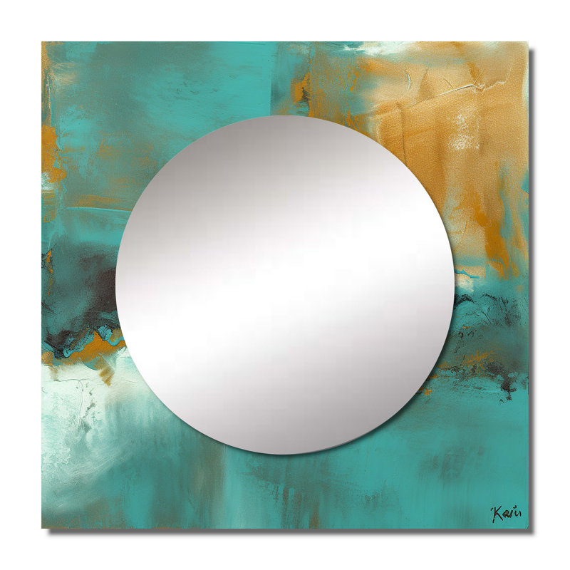 Ismena - Grand miroir carré abstrait pour décoration murale, 23 po x 23 po