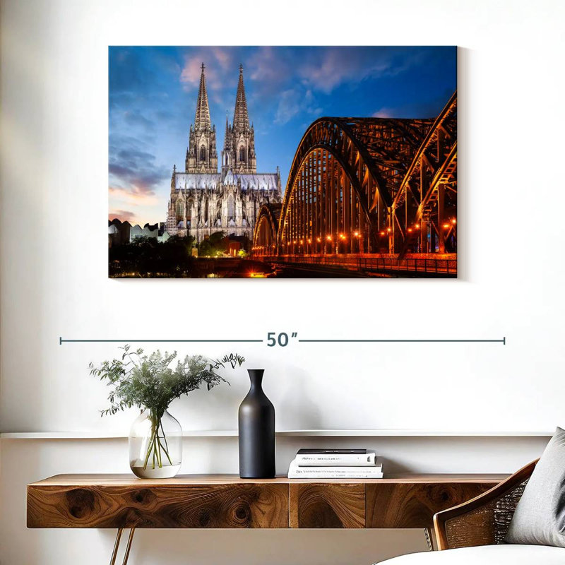 Ville de Cologne au crépuscule, H 26 po x l 39 po