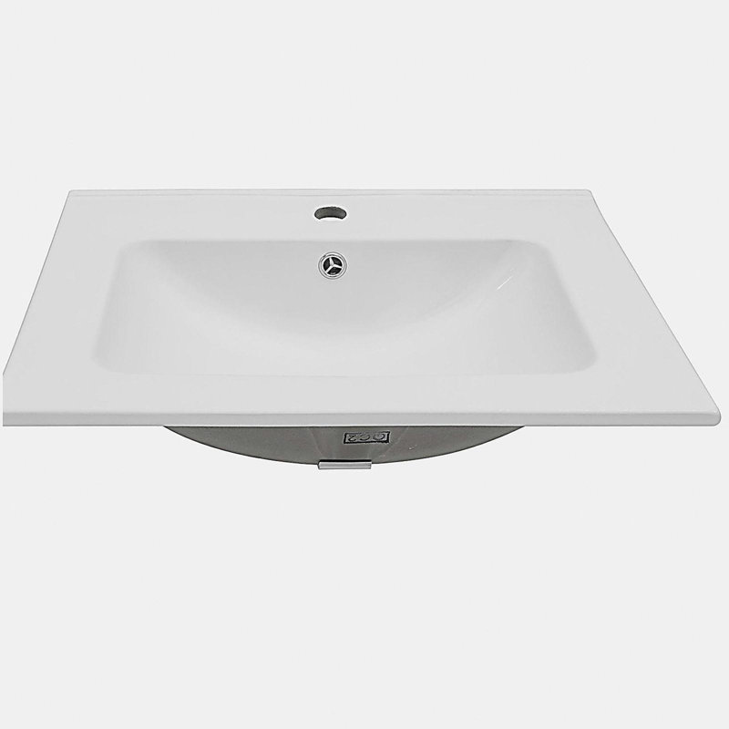 Plateau de meuble-lavabo simple blanc 24 po x 19,7 po avec 1 trou de robinet et trop-plein (lavabo seulement)