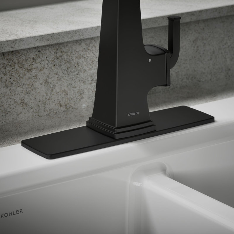 Riff Three-Hole Kitchen Faucet Escutcheon, Matte Black