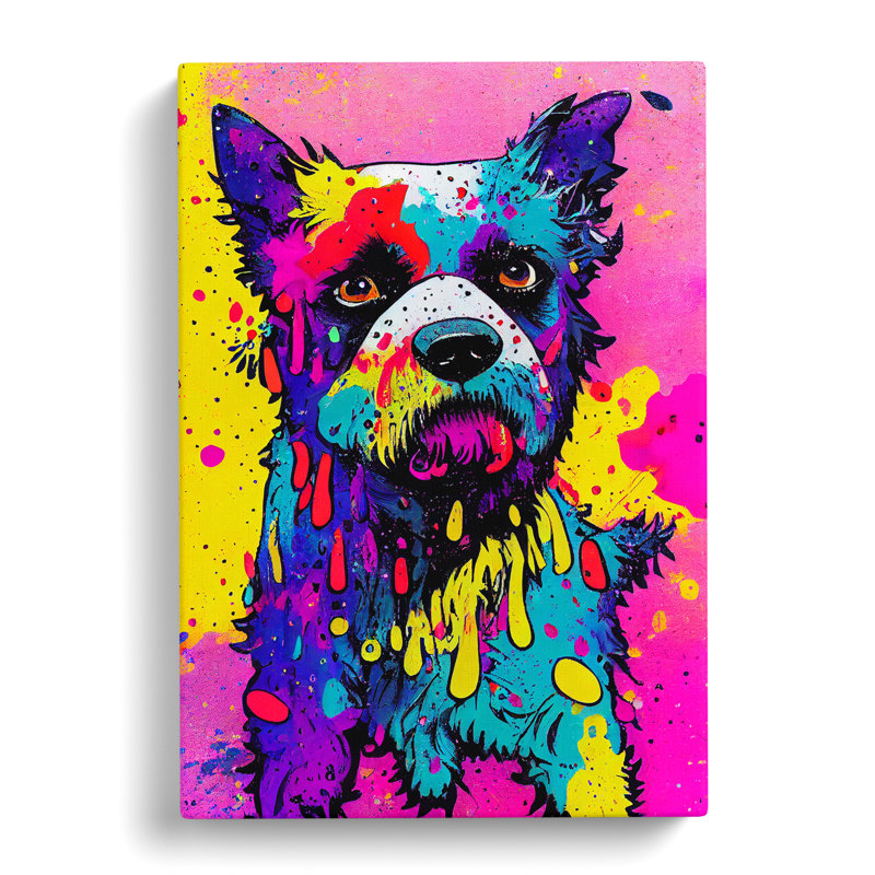 XC1022-1837X Dog Paint Drip No.2 Abstract - Wrapped Canvas Print, 60cm H x 40cm W x 3cm D