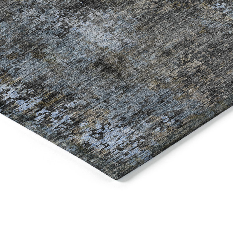 Zania Washable Abstract Indoor / Outdoor Rug, Round 8'