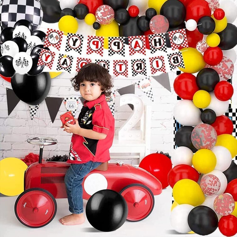 55 Piece Car Balloon Cake Birthday Decoration Kit Mmtx