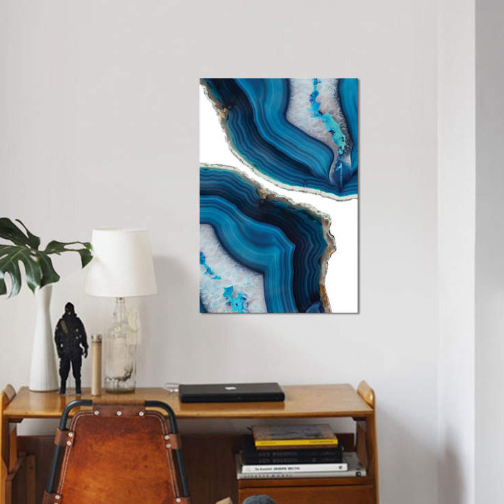 « blue agate », impression sur toile, H 18 po x l 12 po x P 1,5 po, Pas de tapis, Toile tendue